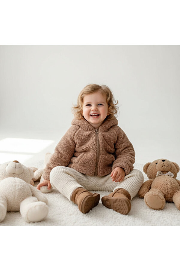 melisam.msg Bebek Kız Erkek Çocuk Pelüş Mont Kış Mevsimlik Kadife Astar Sevimli Kumaş