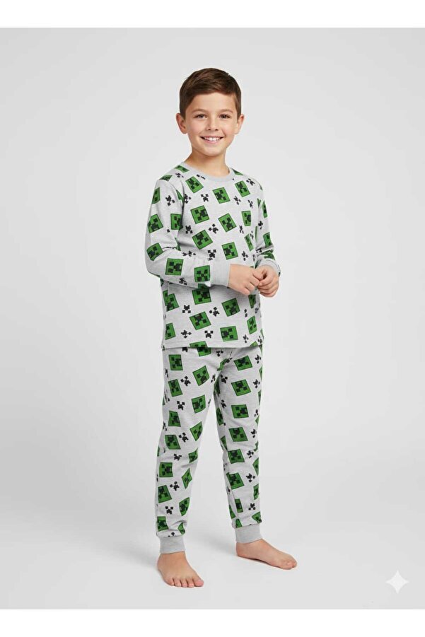 Parla Dikim Mine craft desen çocuk pijama takimi