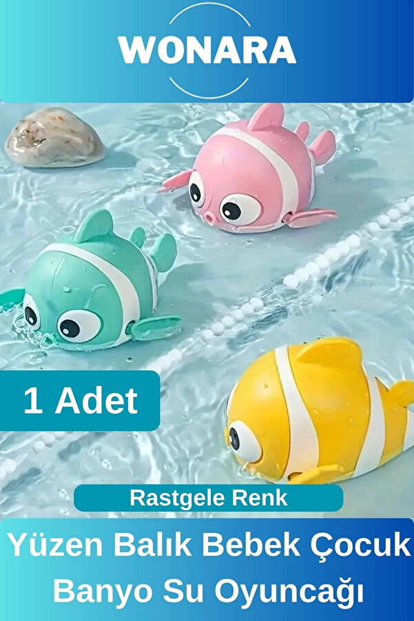 Wonara #Oyuncak Mekanik Suda Yüzen Eğlenceli Hafif Kurmalı Renkli Yüzen Balık Bebek Çocuk Banyo Oyuncağı