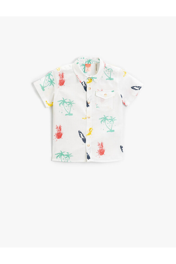 Koton Tropikal Baskılı Kısa Kollu Gömlek Pamuklu