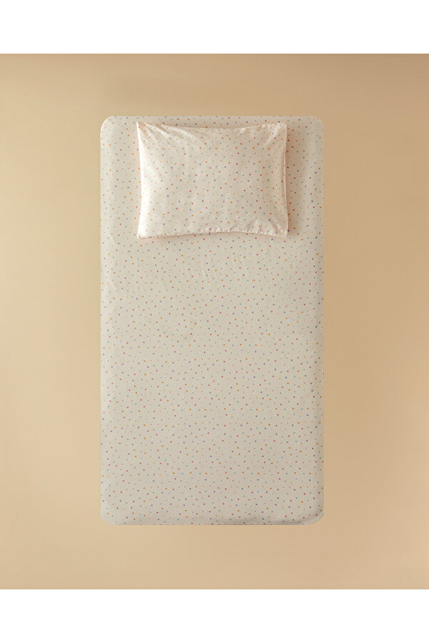 English Home Funny Dots Pamuklu Bebe Lastikli Çarşaf Takımı Pudra
