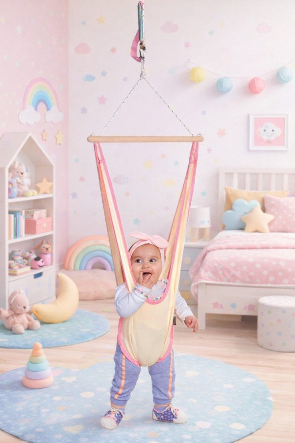 Bundeba Luna Bebek Hoppala Zıp Zıp Askılı Yaylı Yürüteç Güvenli Emniyet Kemerli Tavana Asılan Zıpzıp