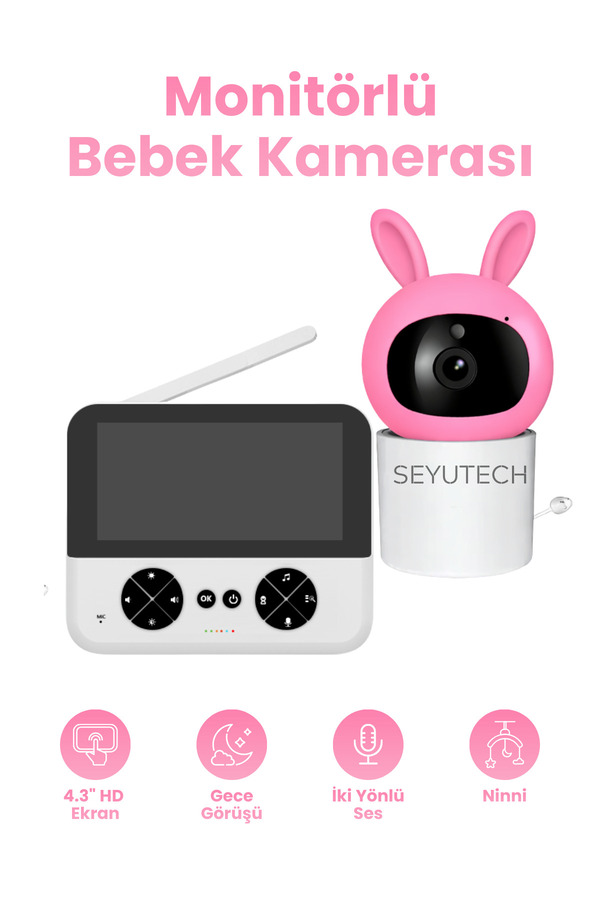 SEYUTECH Ekranlı Bebek Kamerası Gece Görüşlü Hareketli Bebek Telsizi Sıcaklık Kontrollü Bebek Odası Monitörü