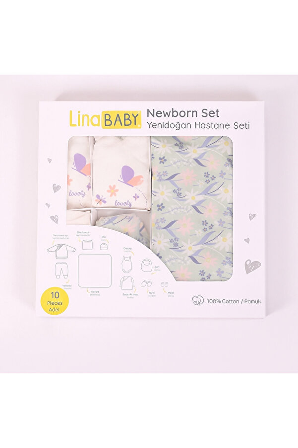 Lina Baby Bloom Yenidoğan Kız Çiçekli 10'lu Hastahane Çıkışı Kız Bebek