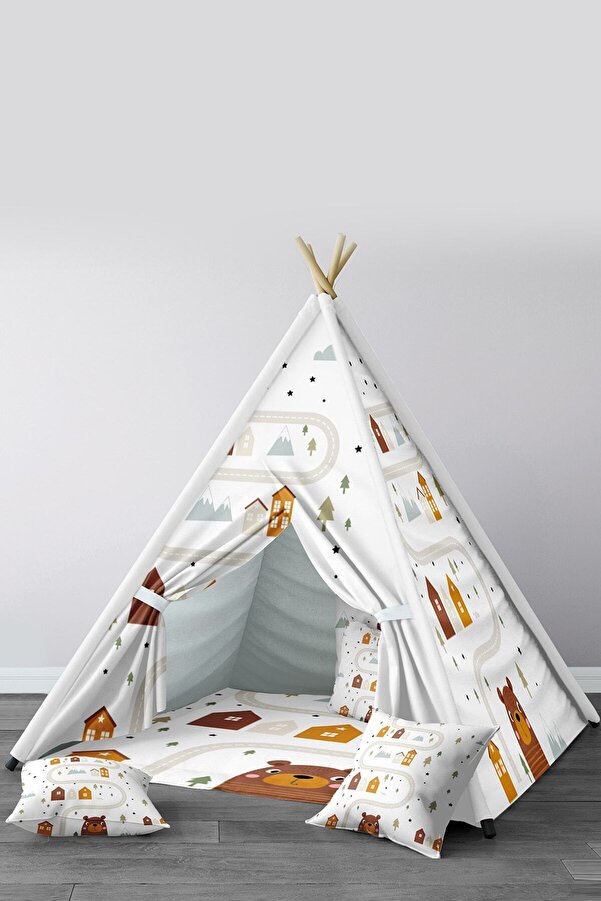 instababyrooms Çocuk Beyaz Kızıldereli Oyun Çadırı No 297