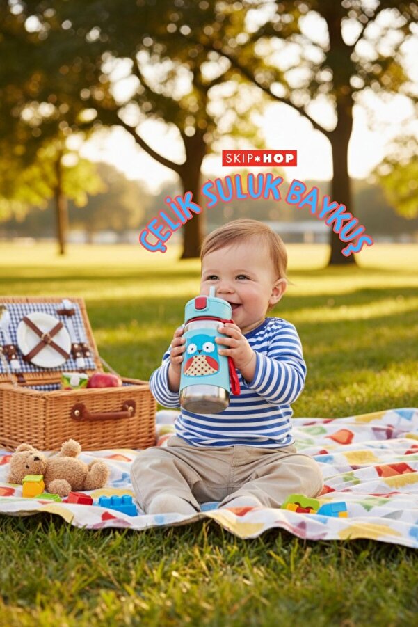 Skip Hop Paslanmaz Çelik Pipetli Suluk   Alıştırma Bardağı