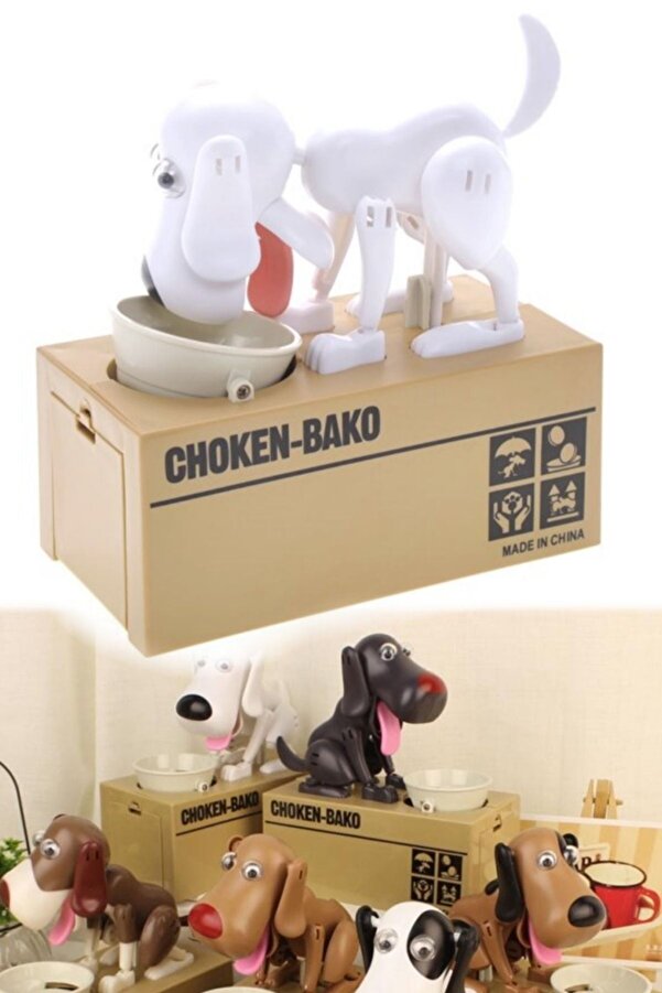 Munico Robotik Köpek Kumbara Beyaz Mama Yiyen Eğlenceli Pilli Para Yiyen Dalmaçyal Tasarruf Kutusu