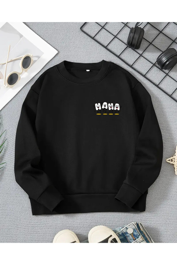 haha Çocuklar için Oversize Kapüşonsuz Sweatshirt