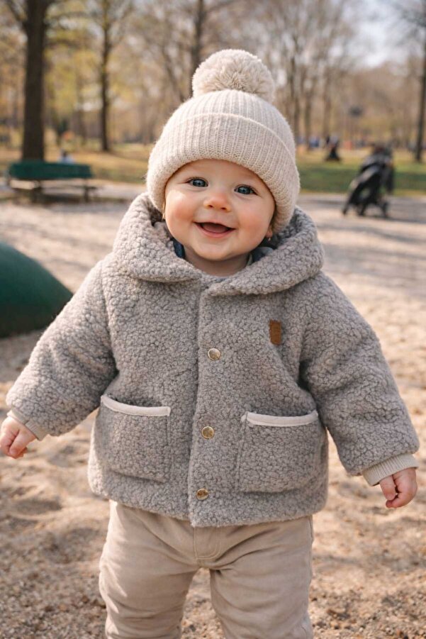 kidsense Müslin Astar Detaylı Welsoft Peluş Bebek Mont