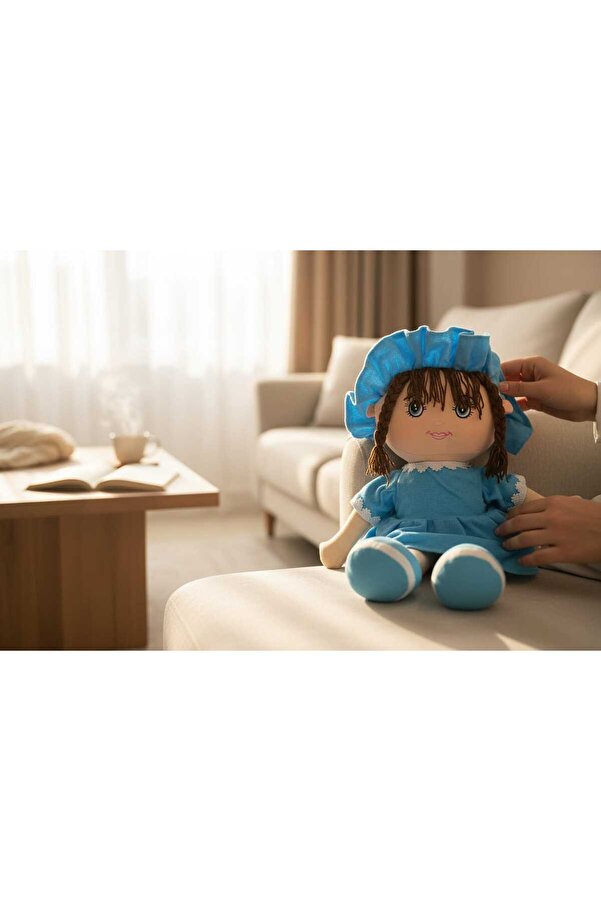 Renkli Düşler Atölyesi Mira Peluş Açık Mavi Bez Bebek 70 cm/ Oyun Arkadaşı/ Oyuncak Peluş Bebek
