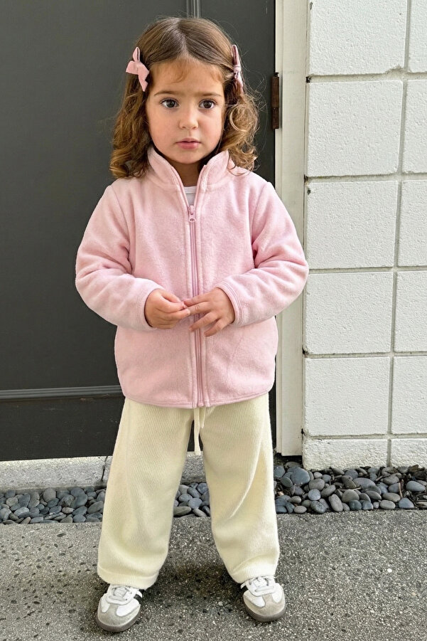 GÜLERBEBECİX Kız Çocuk Üst Polar Hırka Pembe