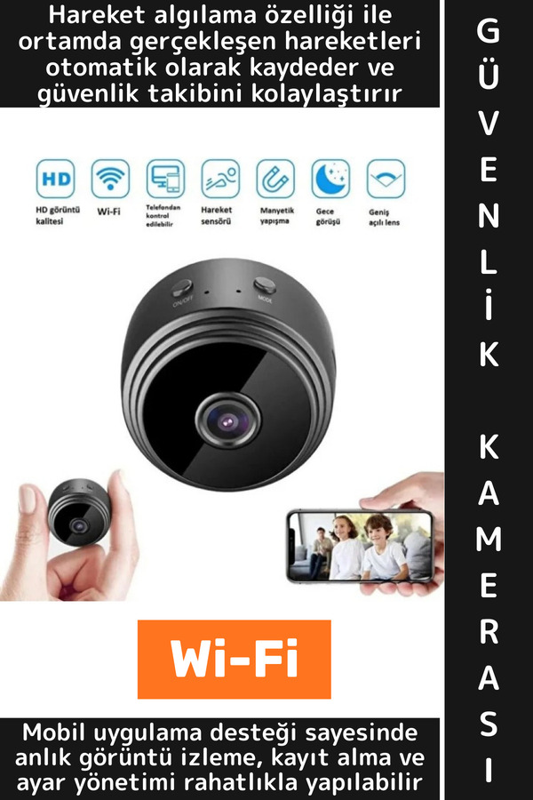 Wintoup Premium Mobil Uygulamalı Gece Görüşü Bebek Çocuk Odası Ev Ofis Şık HD Wi-Fi Mini Güvenlik Kamerası