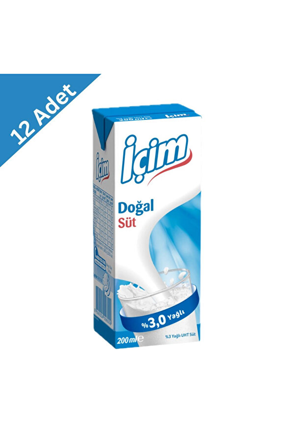 İçim UHT Kutu Süt 200 ml x 12 Adet - Pipetli Avantajlı Paket, Taze ve Besleyici