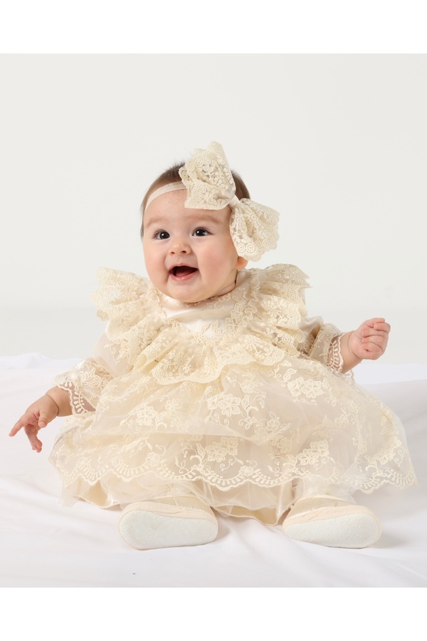 Mert Baby Sakura 4'lü Lüx Mevlüt Seti Dantelli %100 Pamuk Yenidoğan Özel Gün Kız Bebek