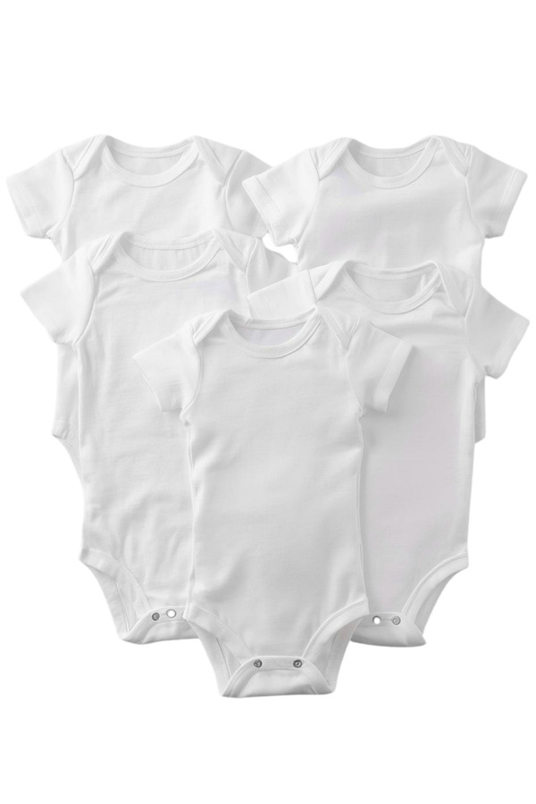 ARELSTORE 5'li Kısa Kollu %100 Pamuk Bebek Zıbın 5'li Paket