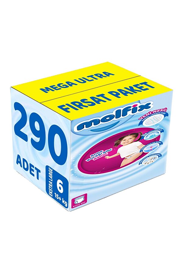 Molfix Külot Bebek Bezi Beden:6 (15+Kg) Extra Large 290 Adet Mega Ultra Fırsat Pk