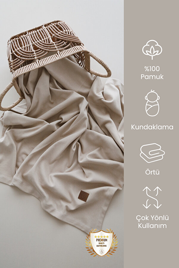 ilays beauty Birinci Sınıf Pamuklu Çok Amaçlı Kundak/battaniye (SÜTLÜ KAHVE)