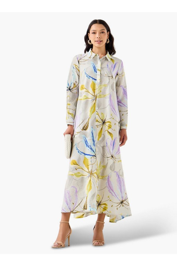Iconic Trapeze Midi Dress with Floral Print