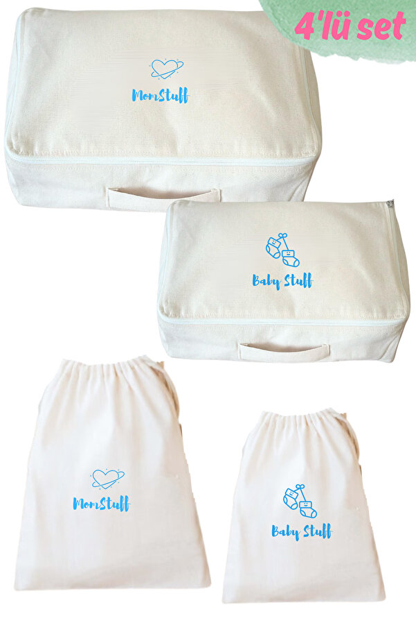 Mama Yoyo Baby Kids 4lü Anne Bebek Doğum Hastane Düzenleme Bavul Çantası Hastane Çıkışı Hurç Seti Stuff Mavi