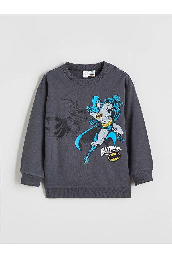 LC Waikiki Nevaa Collection Gri Batman Baskılı Erkek Çocuk Sweatshirt