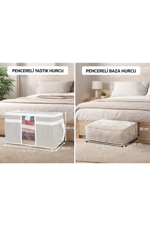 PONÇİK BEBEK 2’li Set – Pencereli Düzenleme Yastık Hurcu & Pencereli Çok Amaçlı Düzenleyici (Baza Hurç)