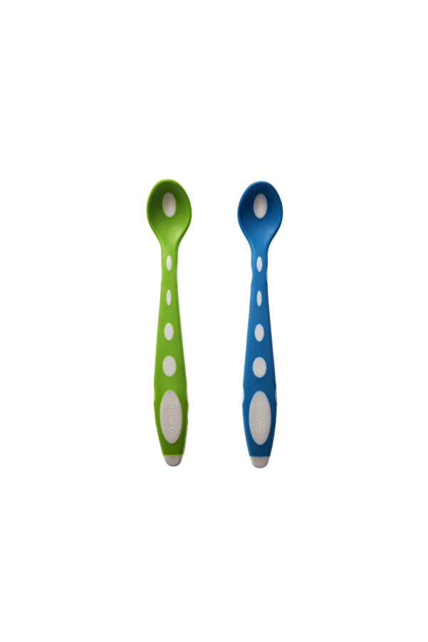 Babyjem Silikon Mama Kaşığı Yeşil - Mavi