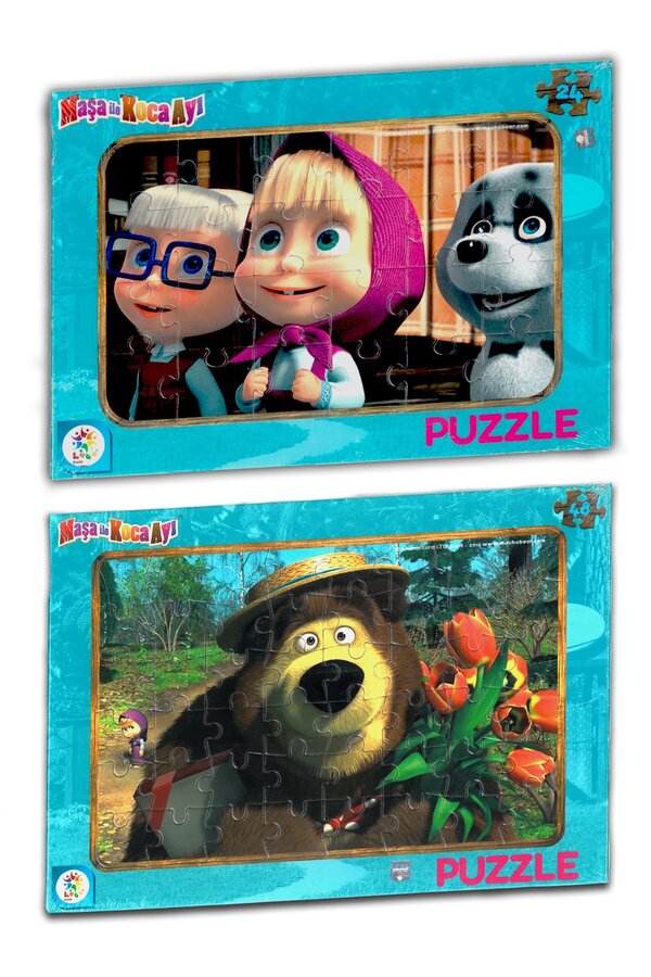 LAÇO KİDS Maşa Ile Koca Ayı 2'li Lisanslı Frame Puzzle/yapboz (24+48 Parça)