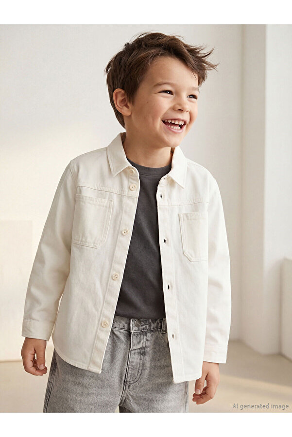 LC Waikiki M&B Collection Bej Erkek Çocuk Basic Gabardin Gömlek