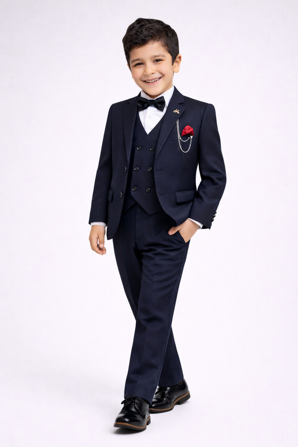 HAYTA Çocuk Takım Elbise Yelekli Gömlekli Set 9/12ay -14yaş Lacivert