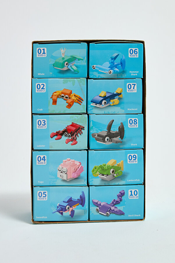 KentOyuncaK Deniz Hayvanları Dünyası 10in1 Yapı Bloğu Seti (Birleştirilip Kaplumbağa Yaratılabilir)