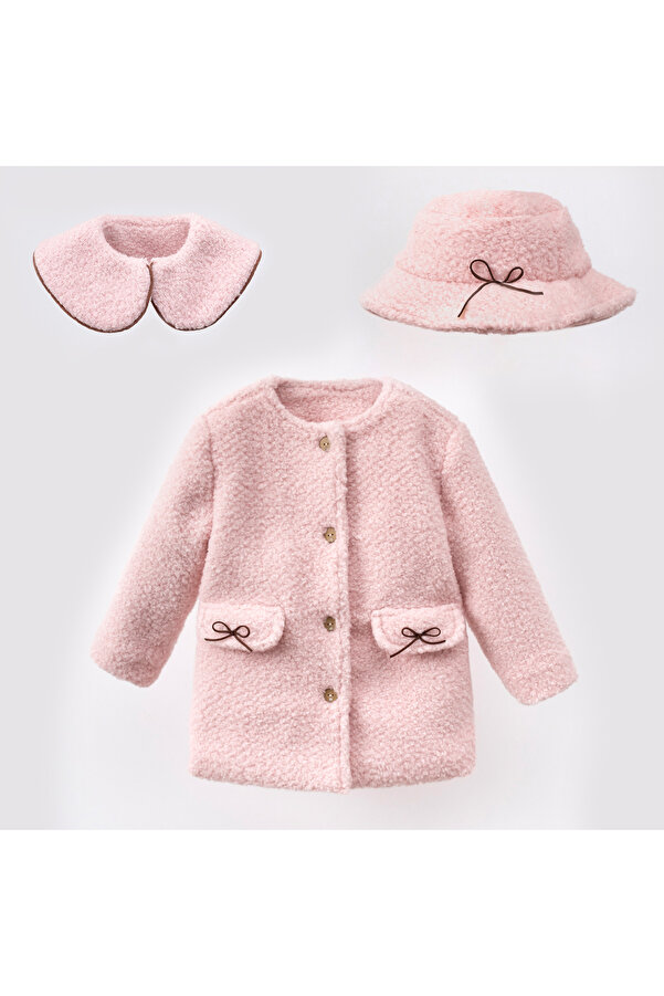 Cumino Cute Kız Çocuk Şapkalı Kaban