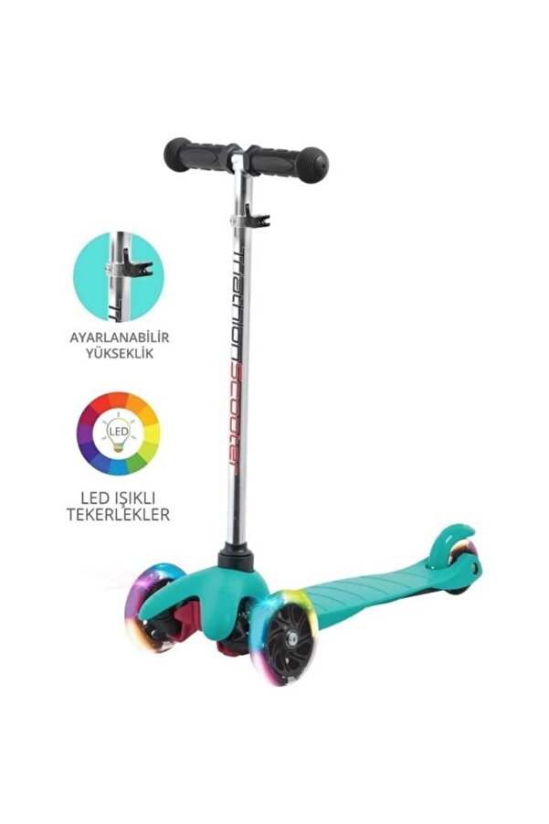 CVS DN 80001 AYARLANABİLİR DİREKSİYONLU LED IŞIKLI TEKERLEKLİ SCOOTER - MAVİ