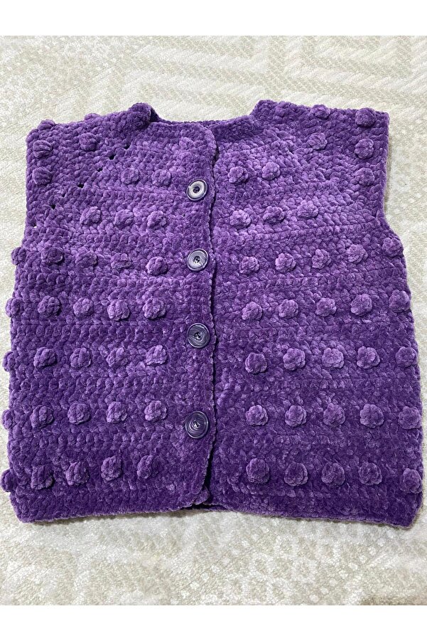 GenelTedarik 2-4 yaş el işleme mor bebe yelek