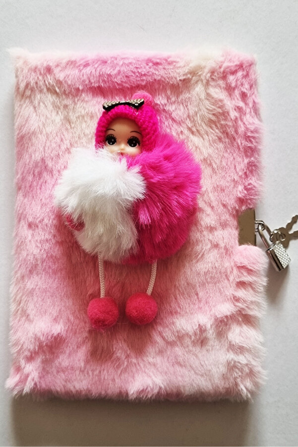 Modellino Kilitli Hatıra Defteri 3D Figürlü Peluş Günlük Anı Not Defteri 80Y A5 Çizgili