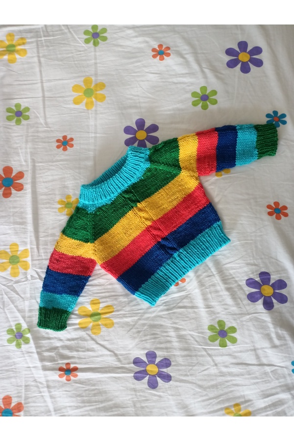 yaso shop El Örgüsü Renkli Bebek Kazağı 0–6 Ay