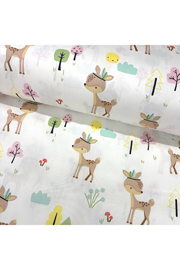 Jaju Baby Sevimli Ceylan Desenli Poplin Kumaş Doğal %100 Pamuklu