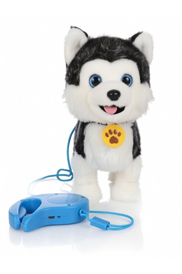 BESTTOYS Peluş oyuncak köpek tasmalı havlayan müzikli sesli kuyruk sallayan köpek oyuncak
