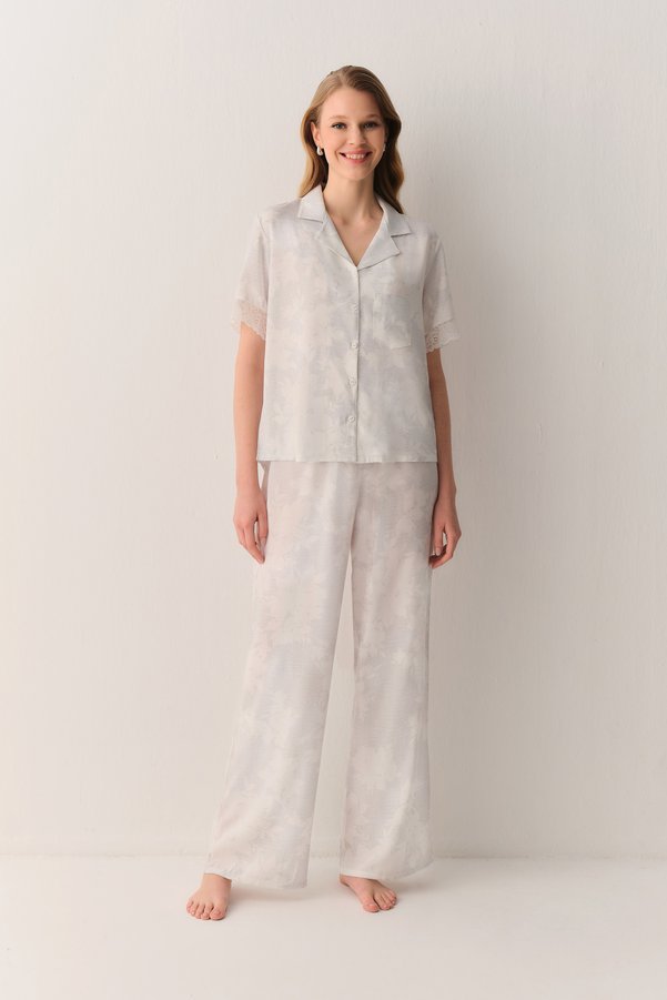 Suwen Siamore Shirt Collar Pajama Set