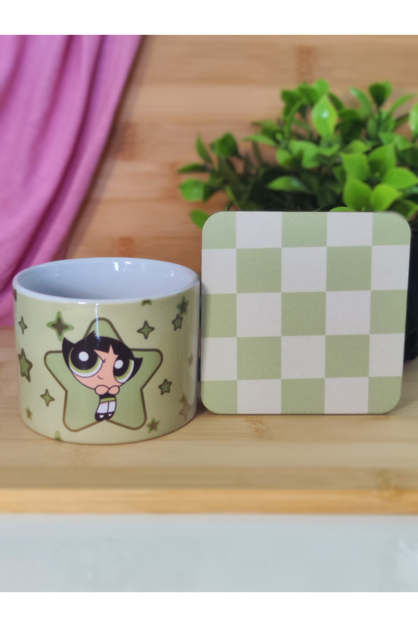 kuttuushop Powerpuff Girls Buttercup Kupa Küçük Bardak Kahve Çay Fincanı ve Bardak Altı