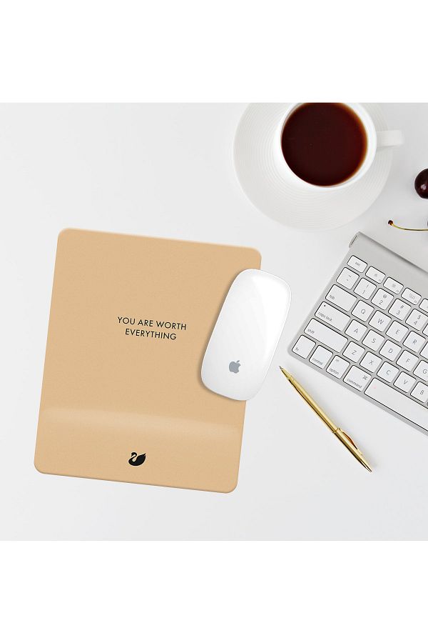 Özer Store-Yavruağzı You Are Worth Everything Written Rectangular Mouse Pad with Wrist Support Mouse Pad 1