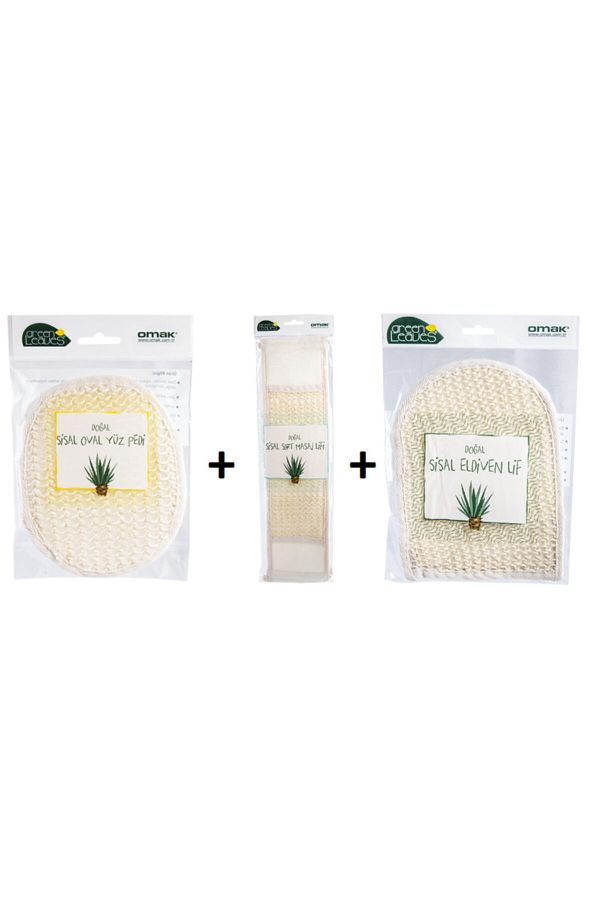 OMAK-Organic Sisal Bath Washcloth Set 1