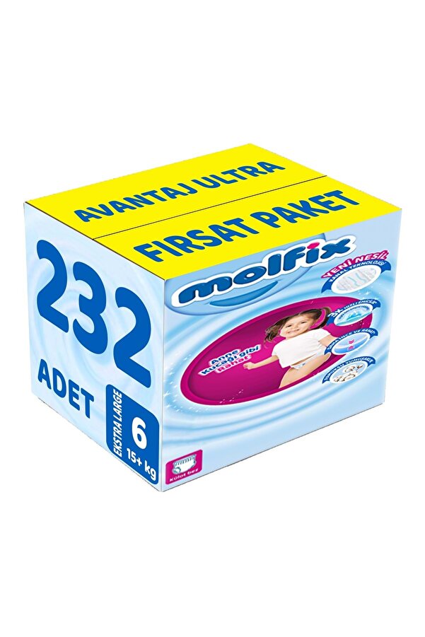 Molfix Külot Bebek Bezi Beden:6 (15+Kg) Extra Large 232 Adet Avantaj Ultra Fırsat Pk