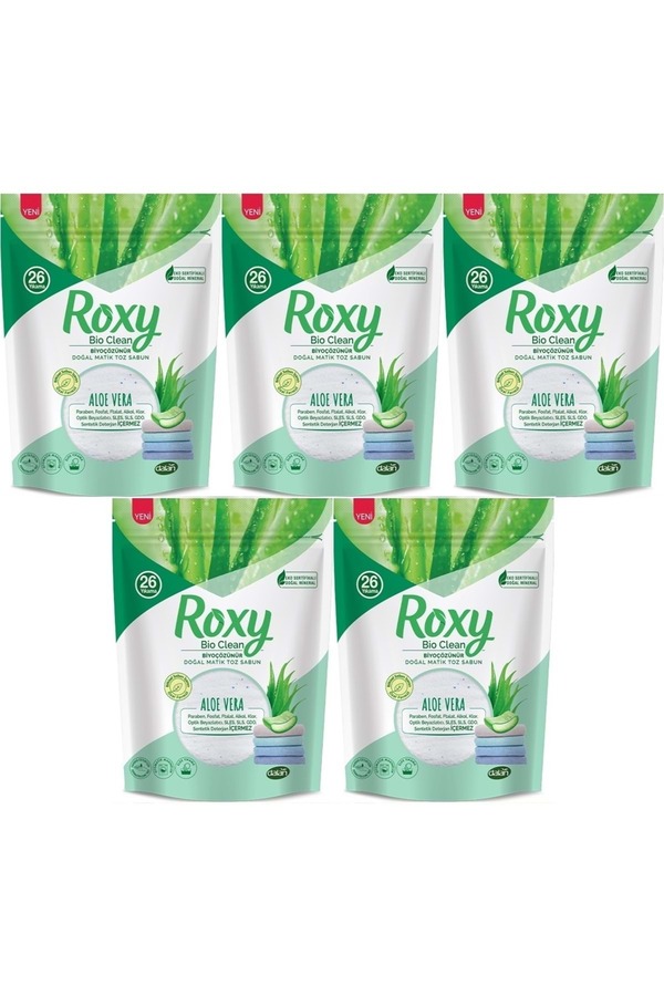 Dalan Roxy Bio Clean Matik Sabun Tozu 800GR Aloe Vera (5 Li Set) (130 Yıkama)