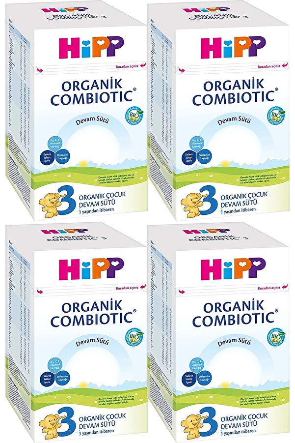Hipp Organik Combiotic Bebek Devam Sütü 800GR No:3 (9. Aydan İtibaren) (4 Lü Set)