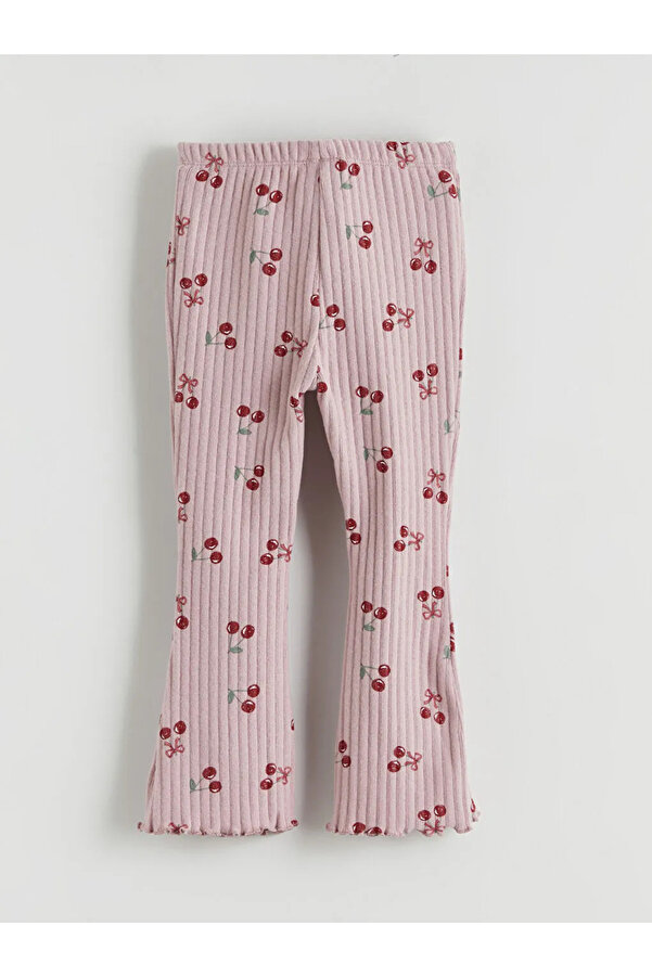 LC Waikiki Lila Beli Lastikli Kız Bebek Tayt Pantolon