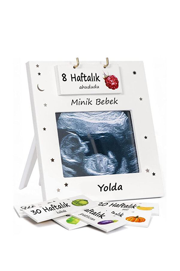 Moky Design Ultrason Fotoğraf Çerçevesi | Haftalık Hamilelik Kartları | Hediyelik Gebelik Takibi Anı Çerçevesi