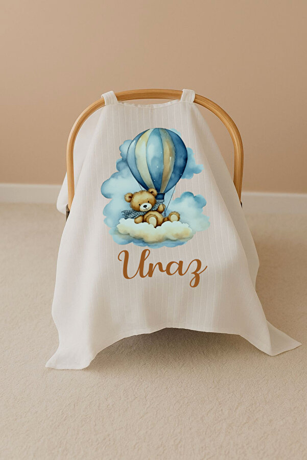 Bebe wini %100 Pamuklu Müslin Tek Kat İsimli Puset Örtüsü