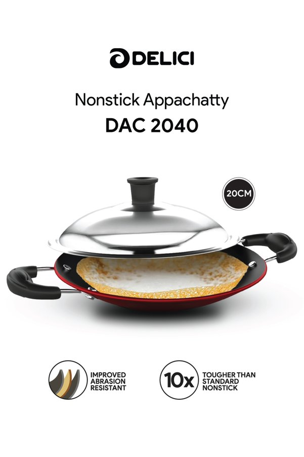 DELICI Nonstick Appachatty DAC 2040 20cm 10X Tough Resistant Made in India Superior Cookware