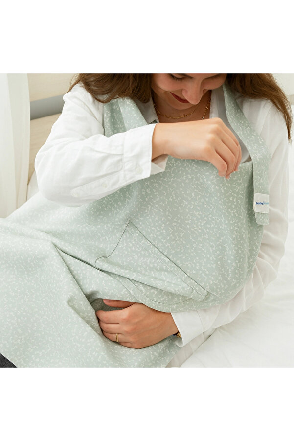 Babyjem Cepli Emzirme Önlüğü Yeşil Çiçek