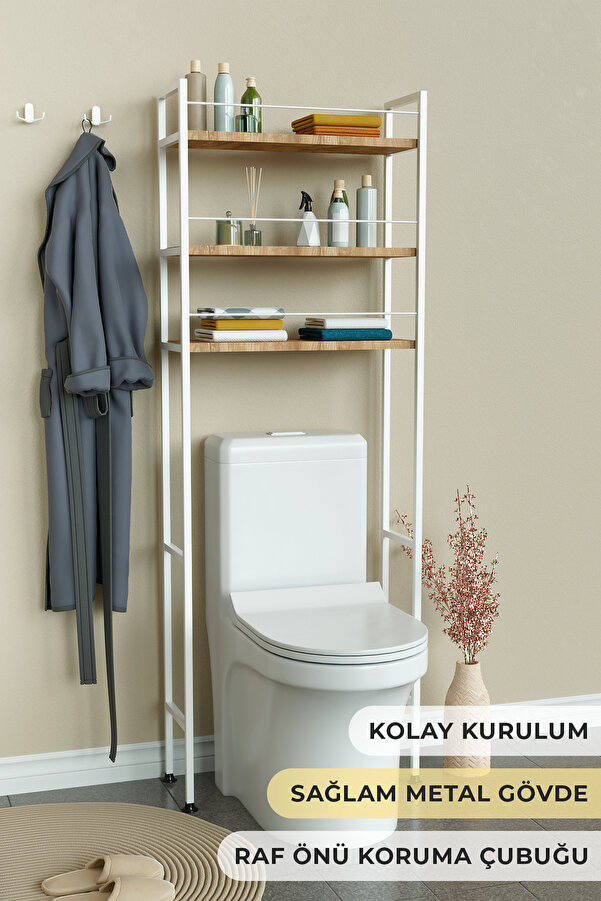 Hediyeler Kapında Klozet Üstü Banyo Düzenleyici Raf Kolay Kurulum ve Bariyerli Dolap